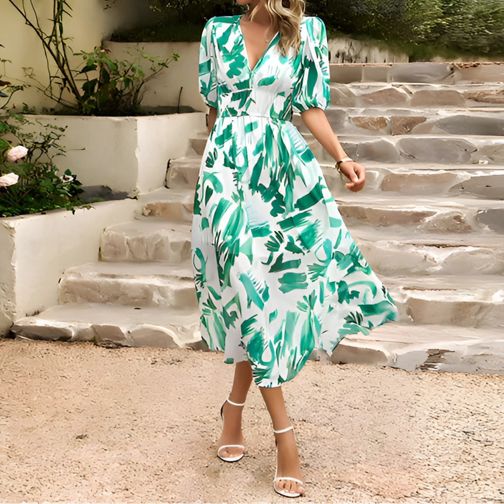 Isabelle™ – Tropisk Chiffon Midikjole