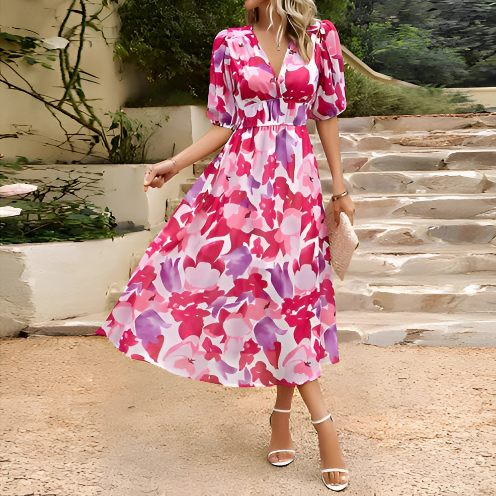 Isabelle™ – Tropisk Chiffon Midikjole