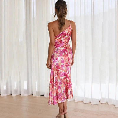 Flora™ | Asymmetrisk Blomstret Midikjole