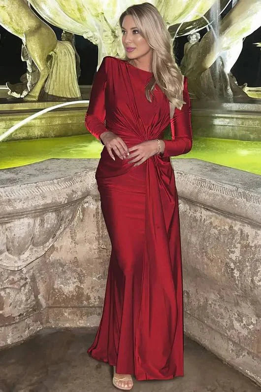 Michaela™ | Stilfuld Langærmet Maxi Kjole med Twist-front
