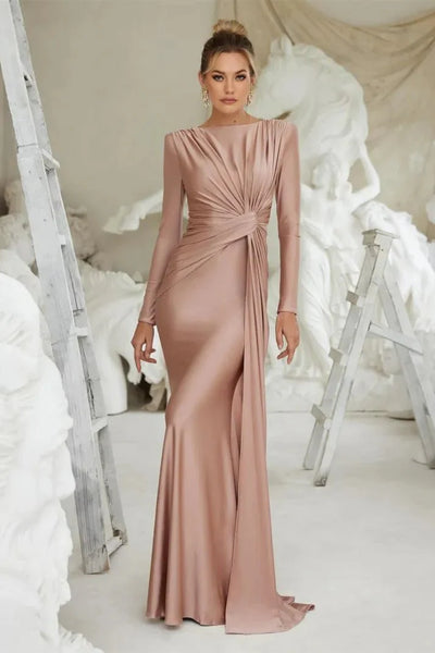 Michaela™ | Stilfuld Langærmet Maxi Kjole med Twist-front