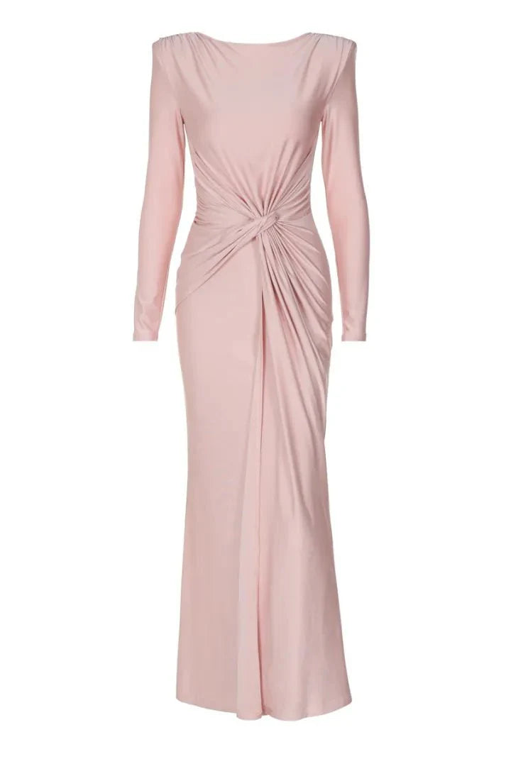 Michaela™ | Stilfuld Langærmet Maxi Kjole med Twist-front