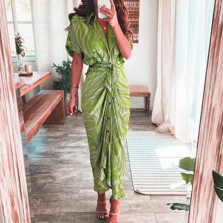 Elvira™ – Elegant Knyttet Rynket Kjole