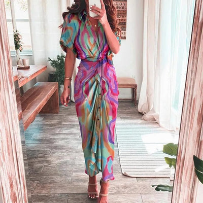 Elvira™ – Elegant Knyttet Rynket Kjole